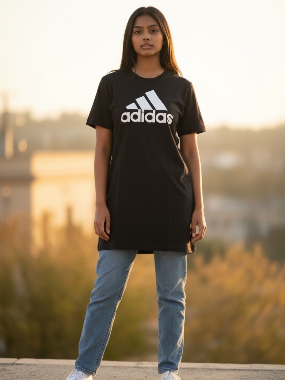 adidas Black Tee Dress with White Logo